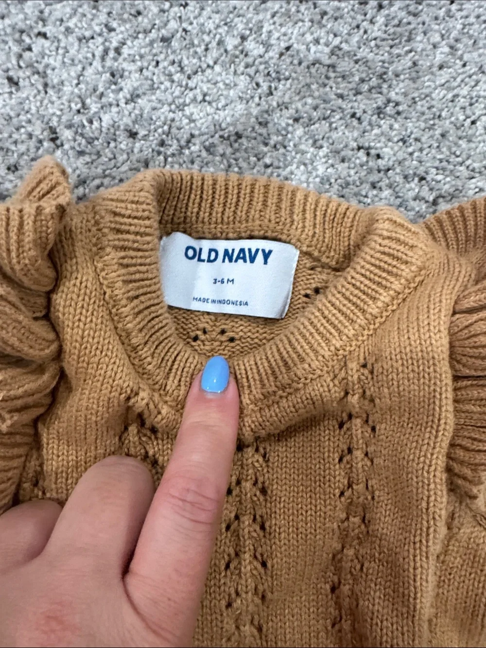 Old Navy Camel Knit Ruffle-Shoulder Baby One-Piece